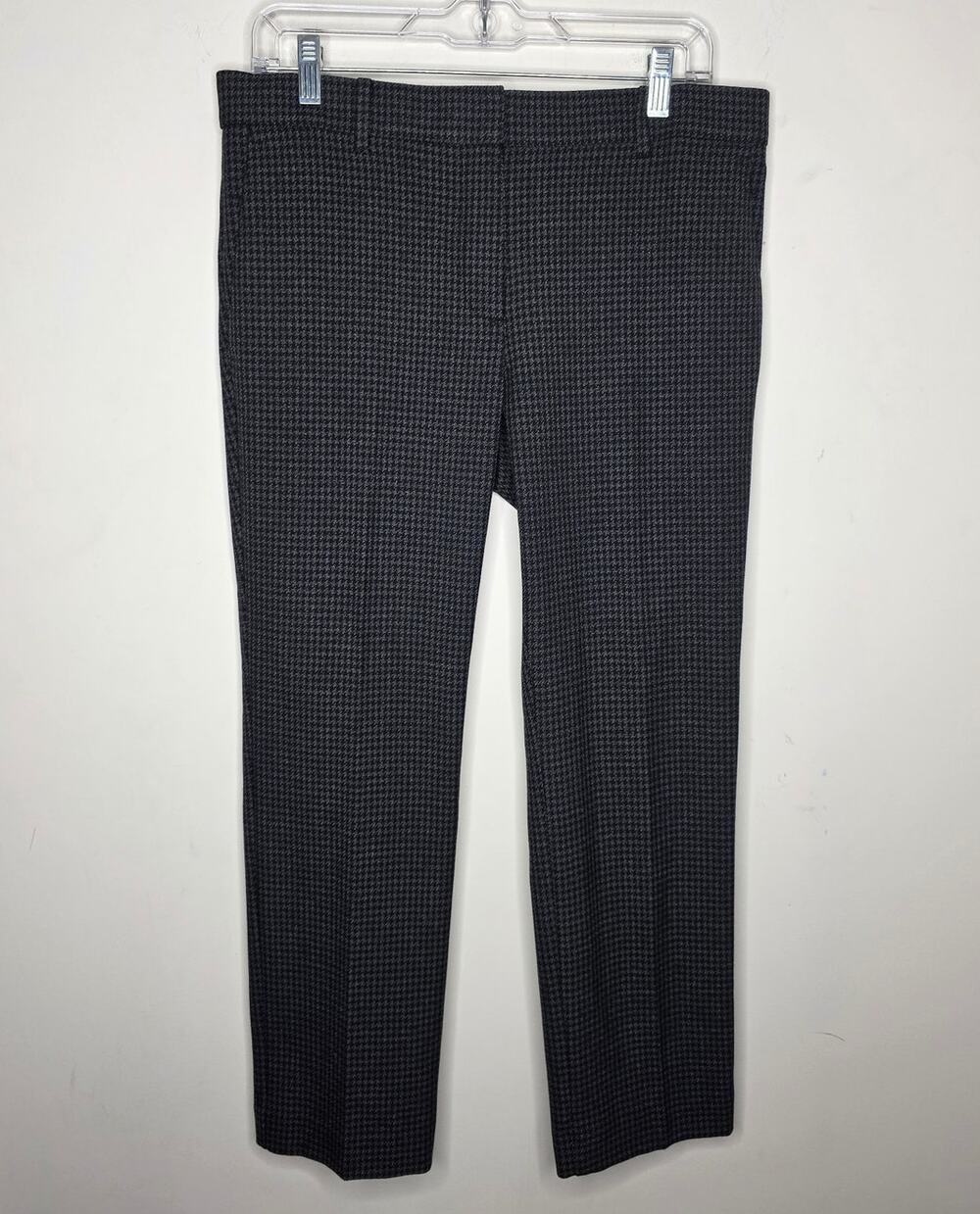 Ann Taylor black grey houndstooth flat front dress pants - 8